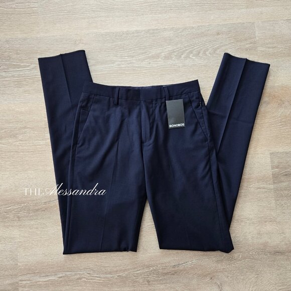 Bonobos Italian Performance Suit Pant Navy Athletic 28 Unhemmed New Without Tags - Picture 1 of 17